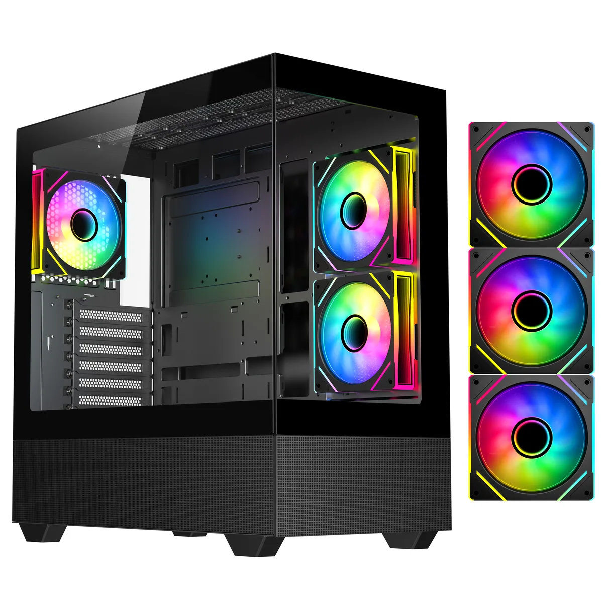 DIYPC DIYPC ARGB-N5-BK Black ATX PC Case with Tempered Glass — produktfoto