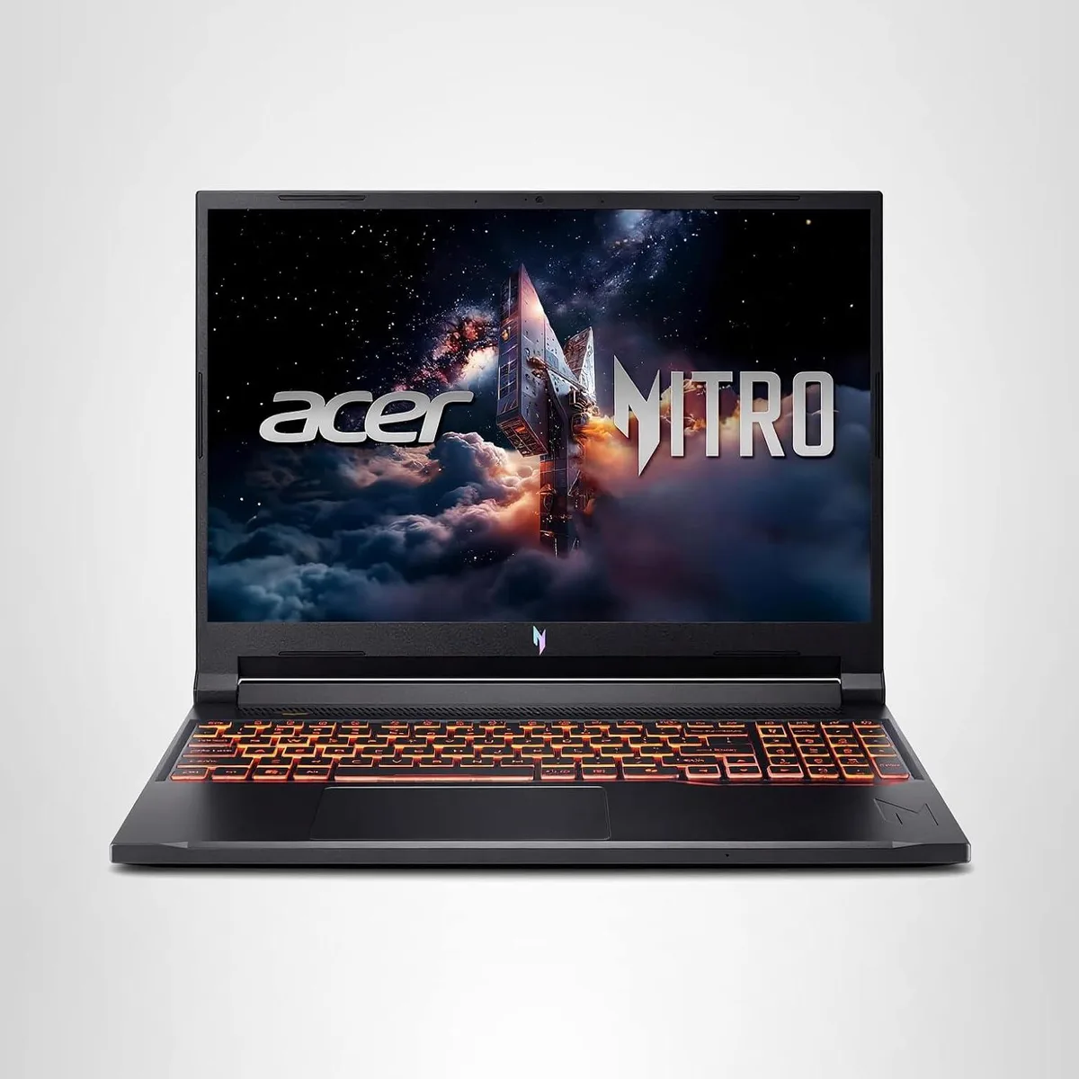 Black 16 inch gaming laptop with backlit keyboard
