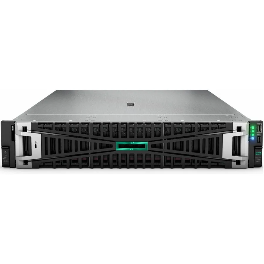 Silver 2U rack server with front drive bays and rail kit