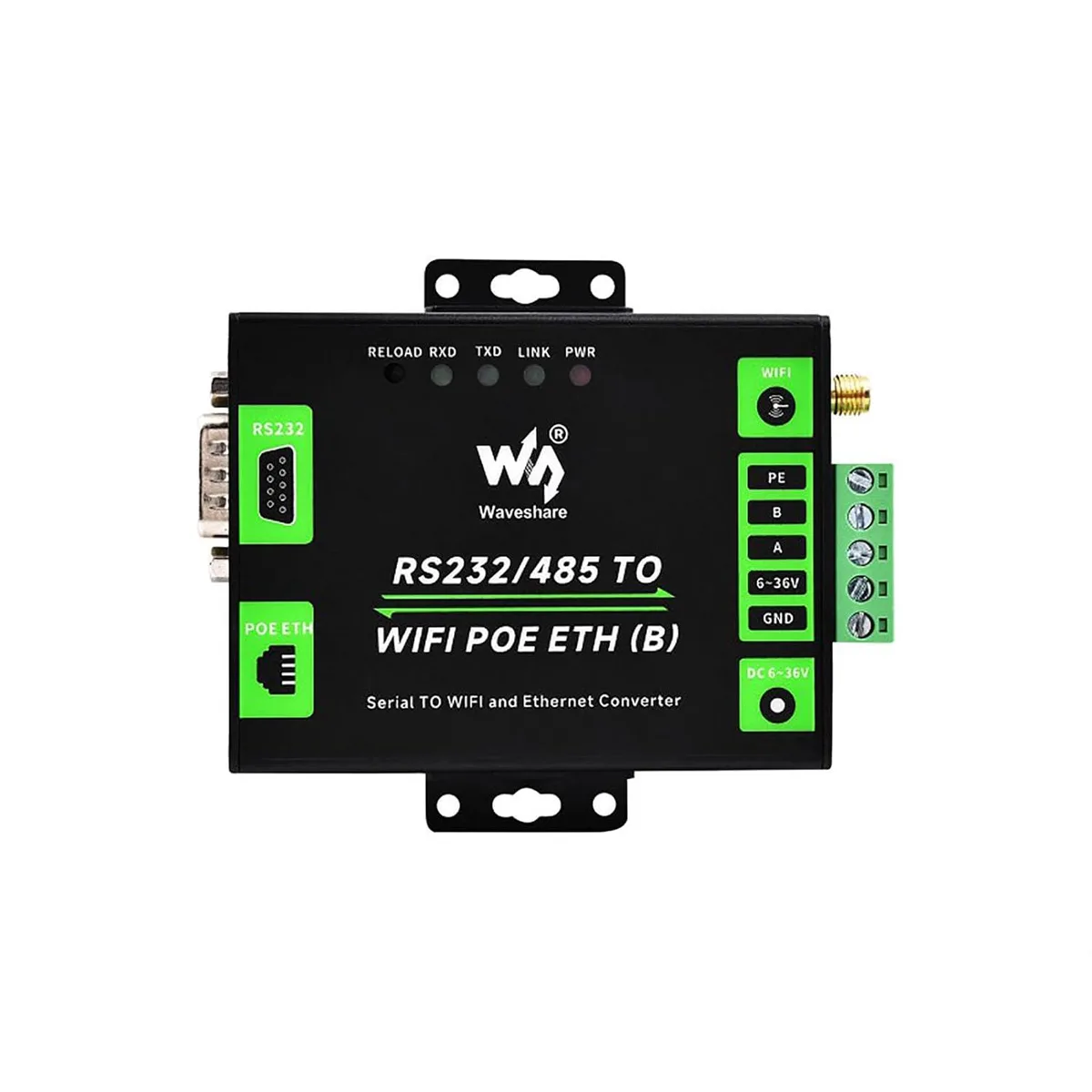 LORDWORLD LORDWORLD RS232/485 to WiFi PoE Ethernet Serial Server 6t Modbus MQTT Gateway Metal Case development board — termékfotó