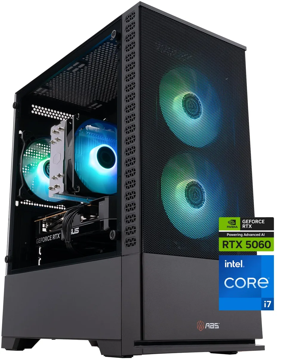 Black micro-tower gaming desktop with RGB lighting