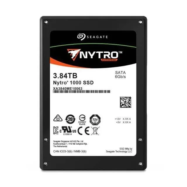 Silver 2.5 inch SATA enterprise SSD with green circuit board visible