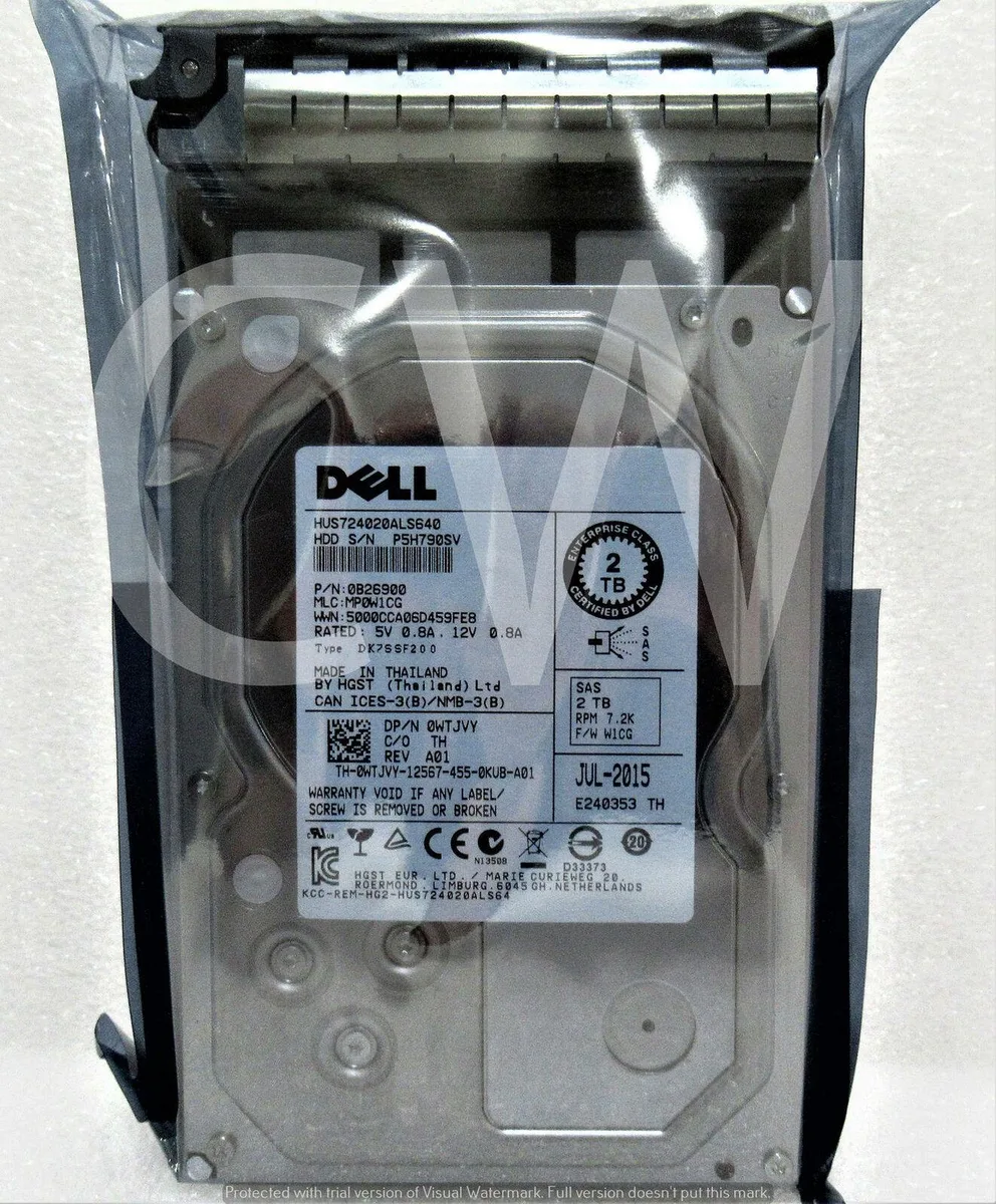 Silver 3.5 inch SAS hard drive in Dell hot-swap caddy