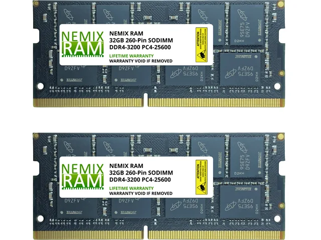NEMIX RAM NEMIX RAM 64GB (2x32GB) DDR4 3200 CL22 2Rx8 1.2V 260-Pin SODIMM laptop RAM — ürün fotoğrafı