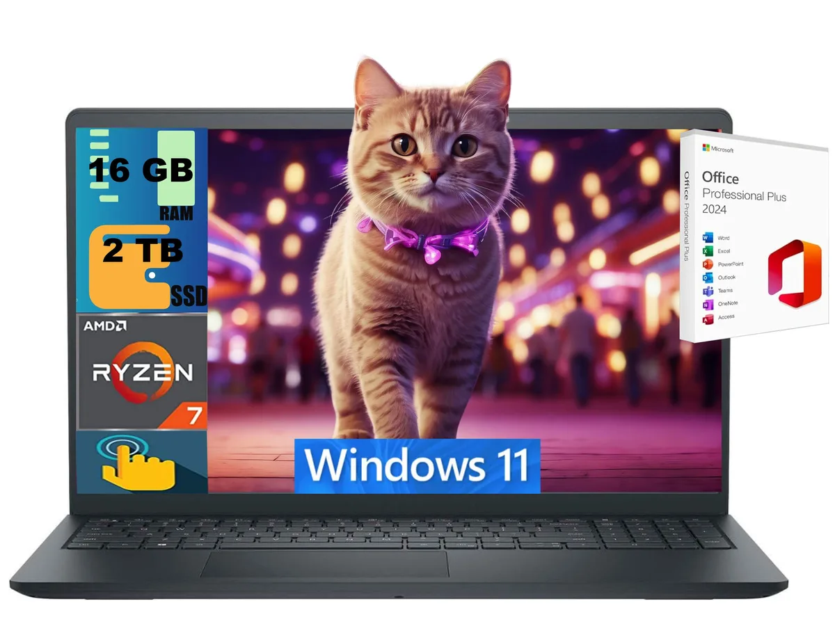 DELL DELL Inspiron 15 laptop Ryzen 7 7730U 16GB 2TB 15.6" FHD Touchscreen — photo du produit