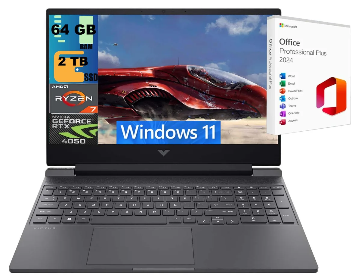 Black 15.6 inch gaming laptop with backlit keyboard and numeric keypad