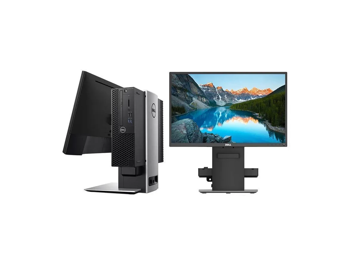 Black Dell OptiPlex 7040 SFF desktop with 22 inch FHD all-in-one monitor