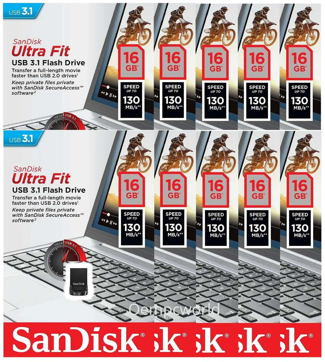 SanDisk SanDisk Ultra Fit USB 3.1 16GB Black SDCZ430-016G-G46 USB flash drive — product photo