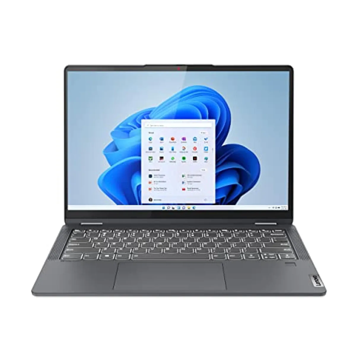 Silver 14-inch 2-in-1 laptop with 360-degree hinge and included pen