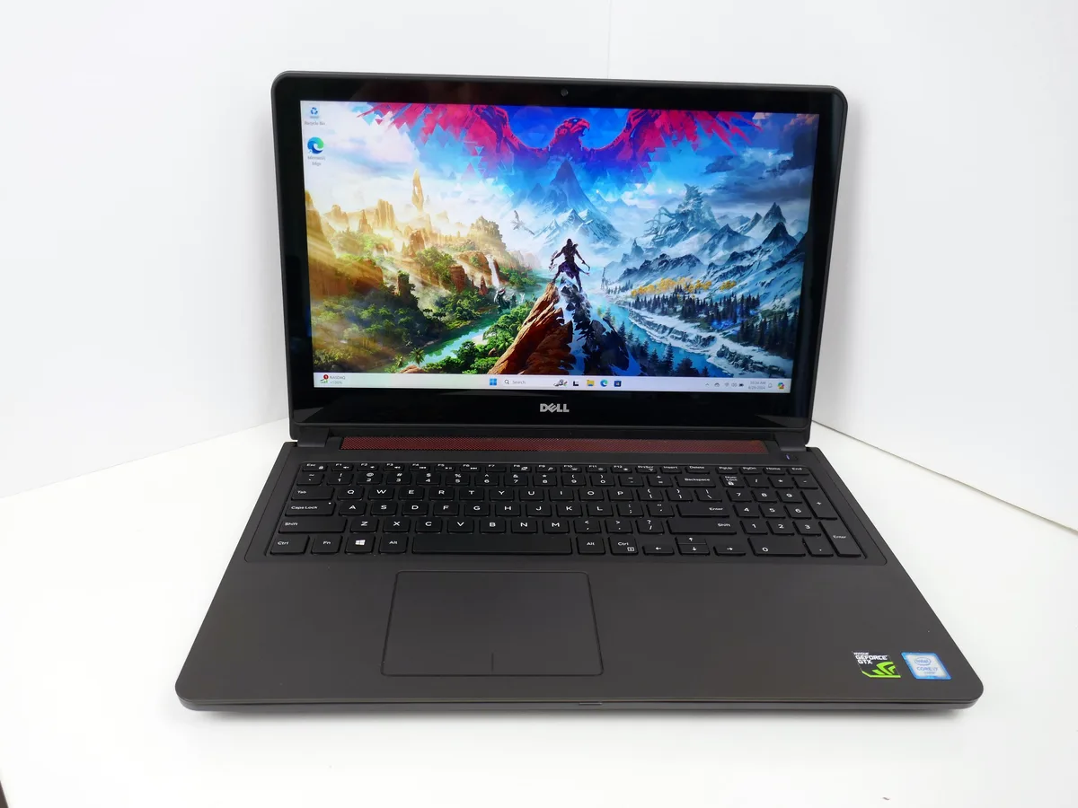 Graphite 15.6 inch 4K touchscreen gaming laptop with red backlit keyboard