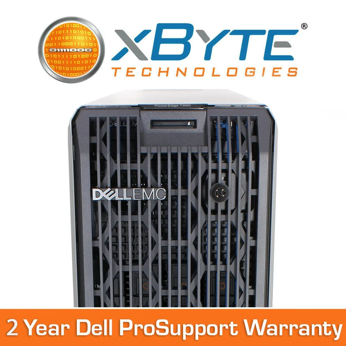Dell PowerEdge T350 tower server, black metal chassis with front drive bays and bezel