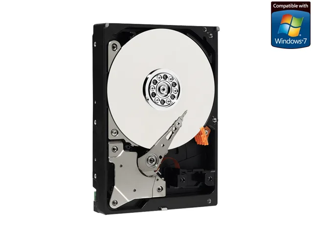 Silver 3.5 inch bare SATA hard drive with black label