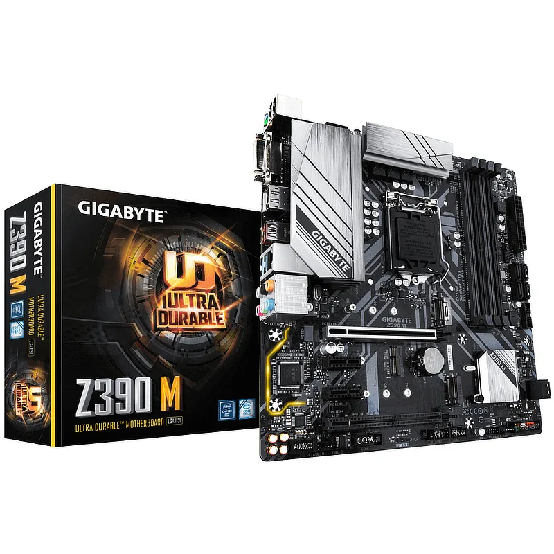 Green Micro ATX motherboard with silver heatsinks and black slots