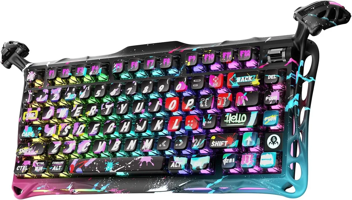 WISDUM WISDUM Neon Graffiti 75% Hall Effect Gaming Keyboard — photo du produit