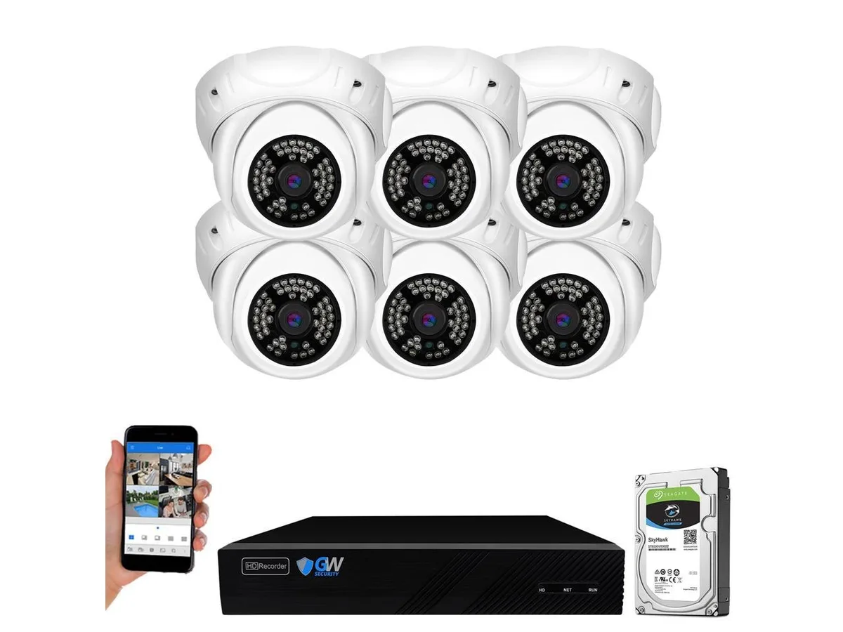 GW Security Inc. GW Security Inc. GW4108EP 8 Channel 4K NVR Kit 2TB 6 x 5MP AI Dome Cameras — product photo