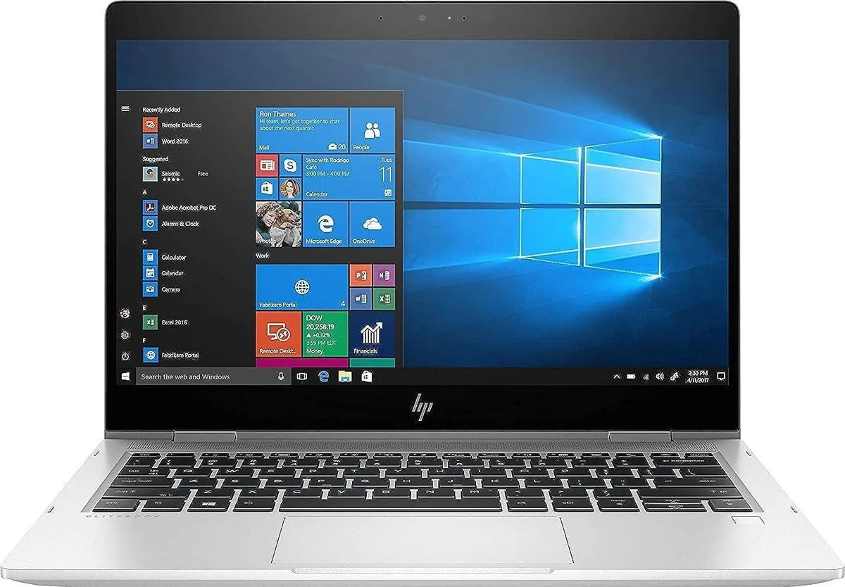 Silver 13.3 inch touchscreen laptop closed showing HP EliteBook 830 G6 branding