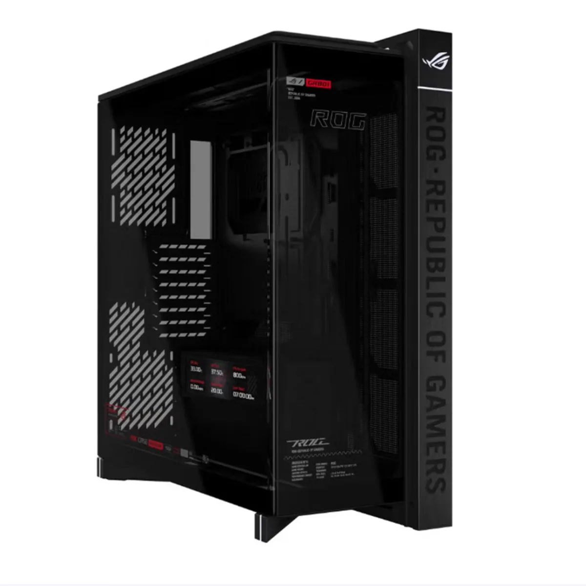 Black mid-tower case with brushed aluminum frame and tempered glass panels