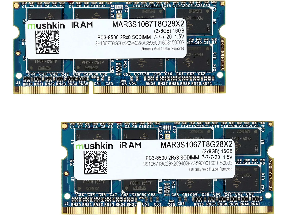 Mushkin Enhanced Mushkin Enhanced MAR3S1067T8G28X2 16GB (2 x 8GB) DDR3 1066 SO-DIMM memory upgrade — foto produk