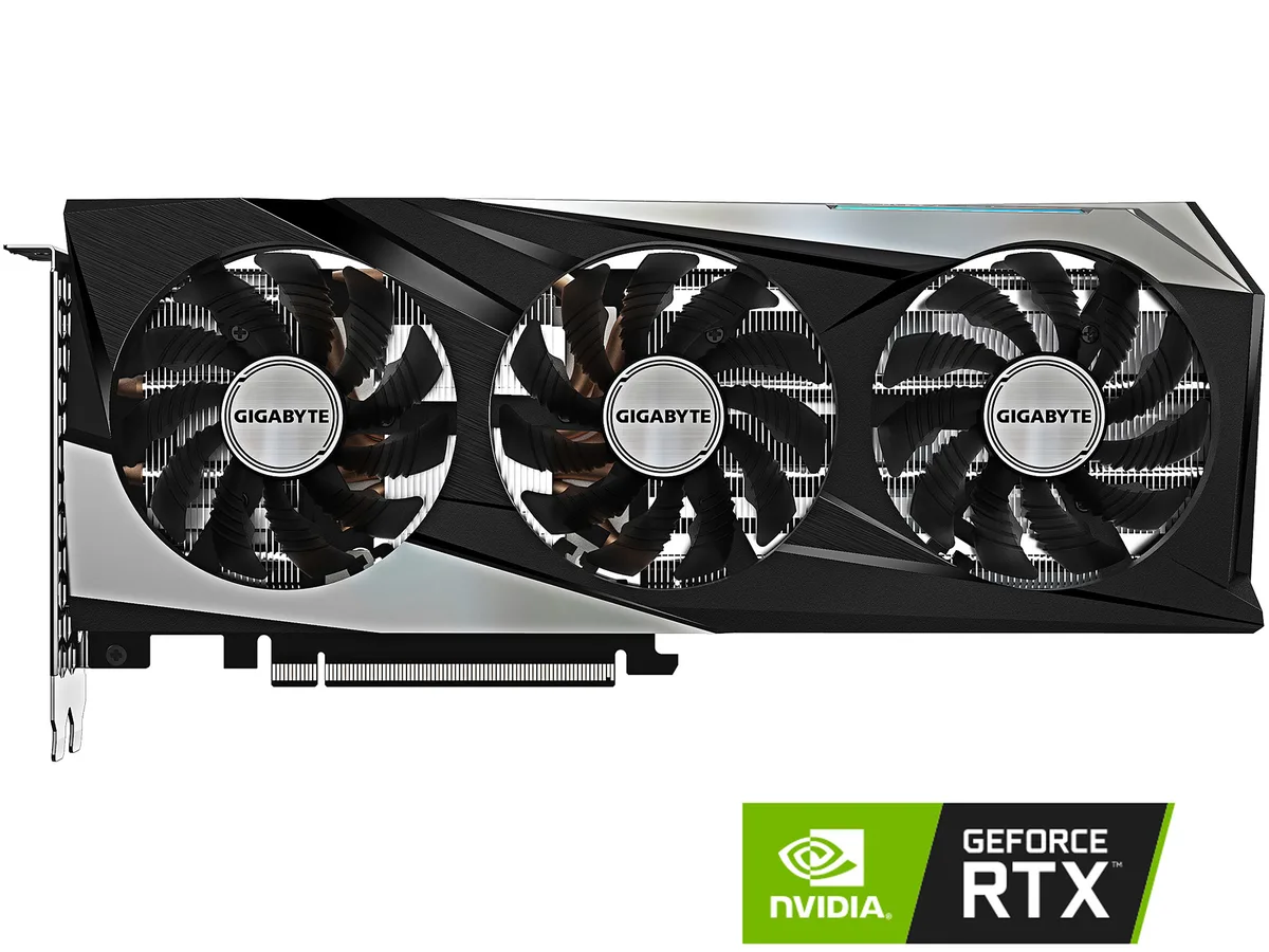 Gigabyte RTX 3060 Ti Gaming OC Pro triple-fan graphics card with metal backplate