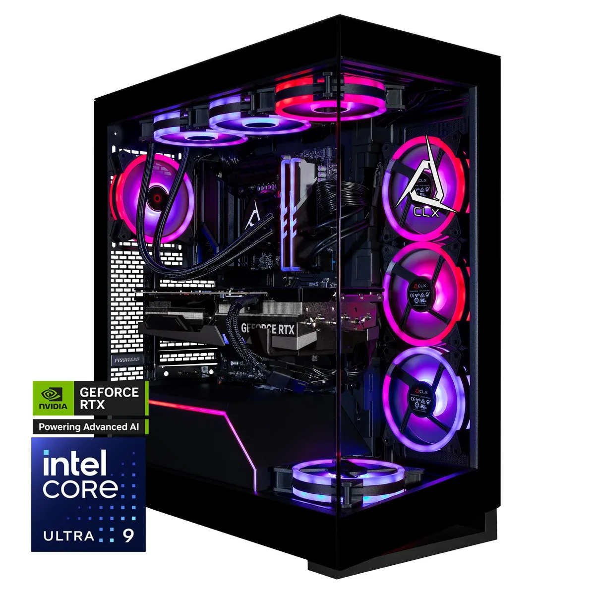 CLX Gaming CLX Gaming TGMHORRTU5103BM gaming PC Intel Core Ultra 9 285K 96GB DDR5 RTX 5080 16GB GDDR7 2TB NVMe 8TB HDD — fotografia produktu