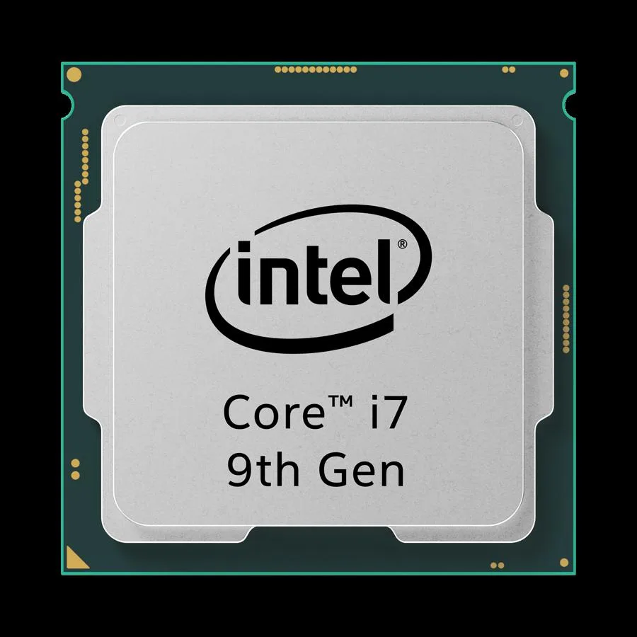 Intel Core i7 9700 desktop CPU silver heat spreader with gold contact pads