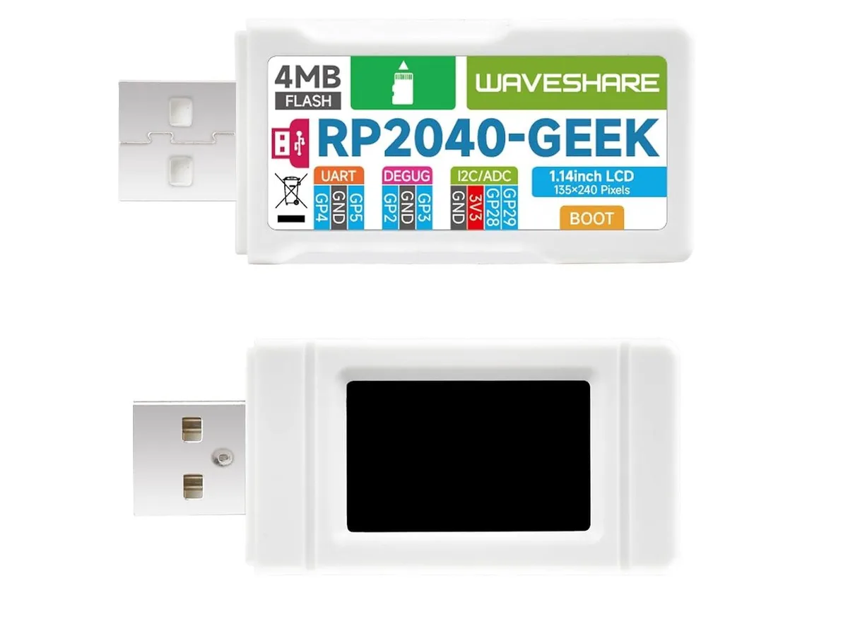 LORDWORLD LORDWORLD RP2040 Geek Development Board 1.14inch 240x135 65K LCD White Case — 商品照片