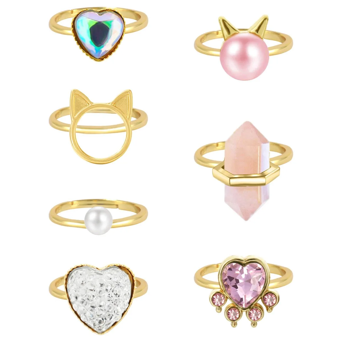 NEWITIN NE2997 Crystal Ring Set 7 Pieces Adjustable — снимка на продукта