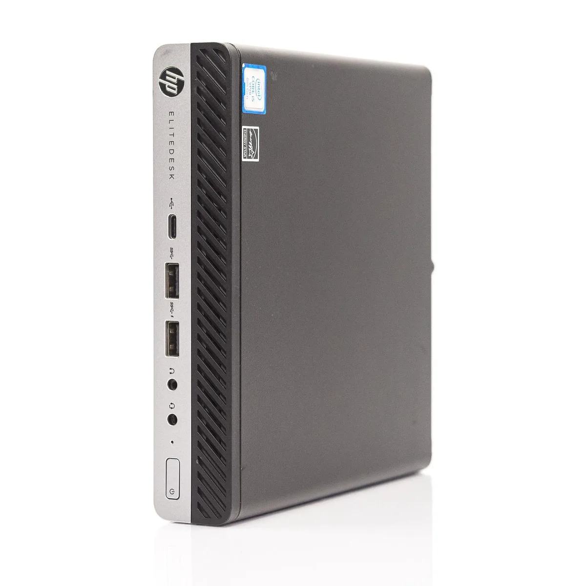 Small black and silver desktop mini PC