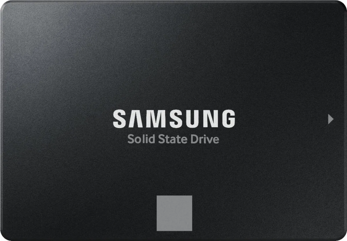Black 2.5 inch internal SSD with slim rectangular shape