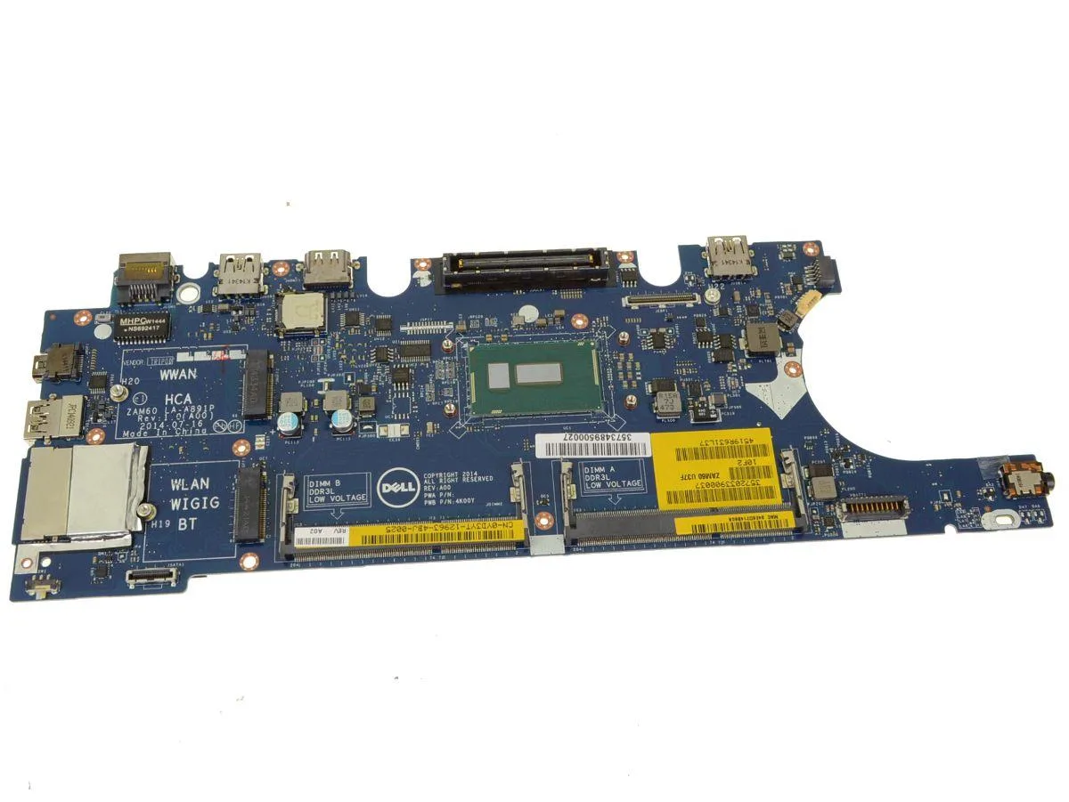 Green Dell Latitude E5250 motherboard with on-board Celeron 3755U 1.7GHz