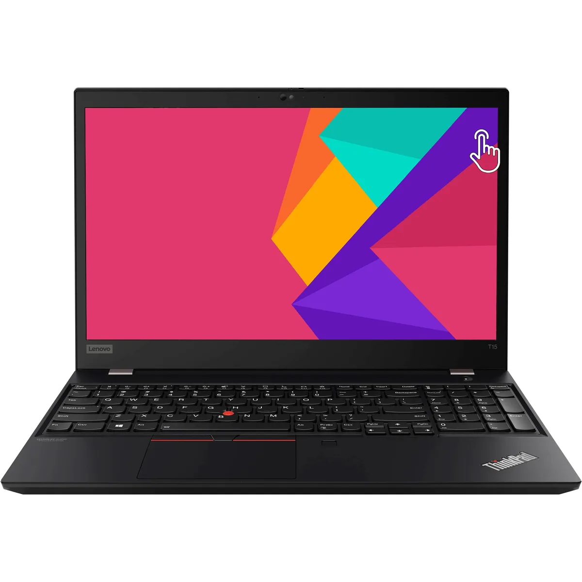 Black 15.6 inch touchscreen laptop, matte finish, Grade B cosmetic condition