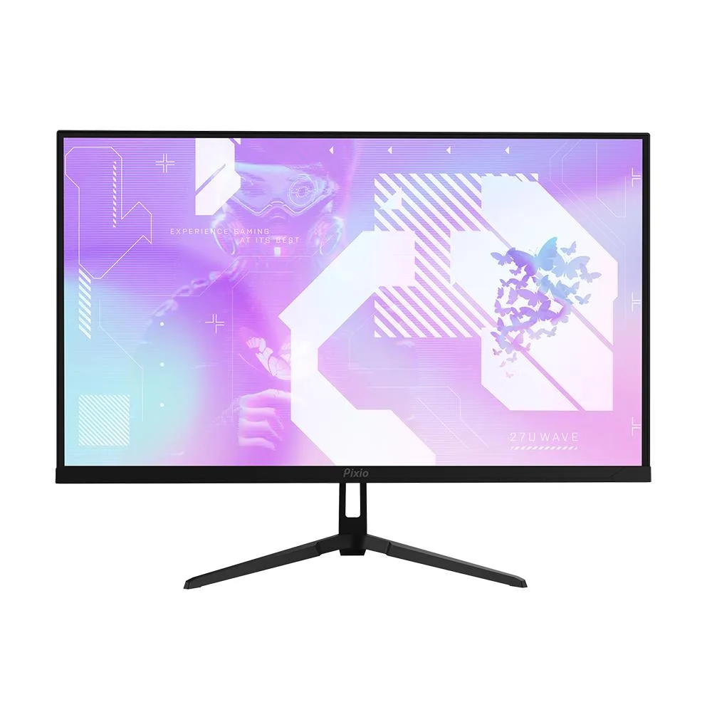 Black 27 inch 4K gaming monitor with frameless bezels and matte finish