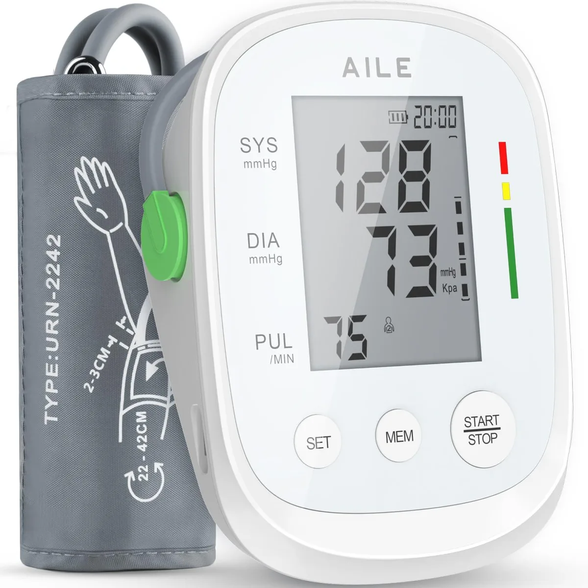  AILE X5 Blood Pressure Monitor White 52cm Cuff 2x99 Memory — produkto nuotrauka