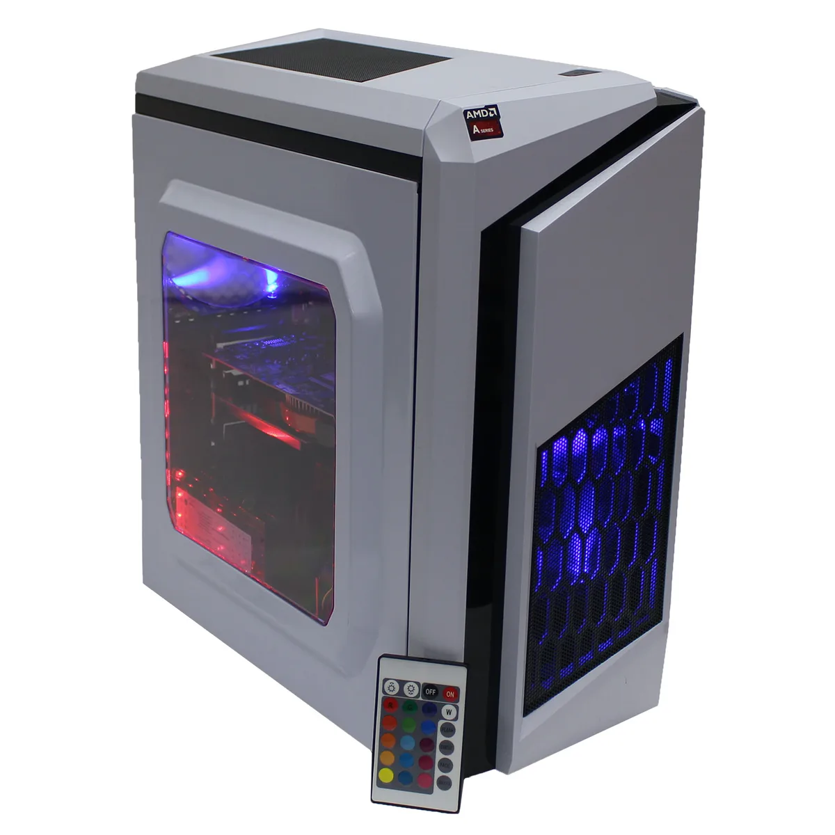 PRC PRC RGB DIYPC Gaming PC A12-9800 3.8GHz 16GB DDR4 240GB SSD 2TB HD GTX 650 2GB GDDR5 White — product photo