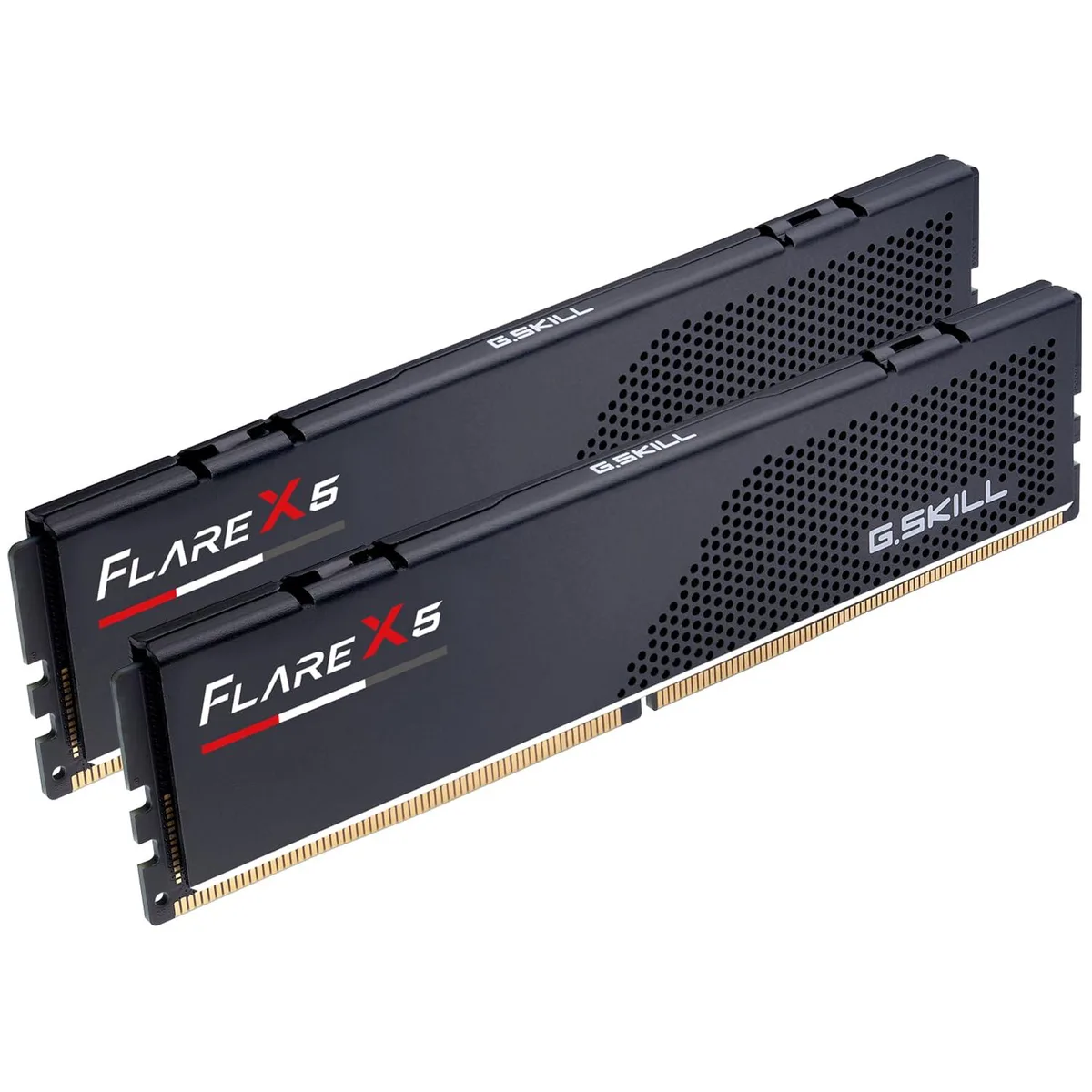 Two matte black DDR5 memory modules side by side