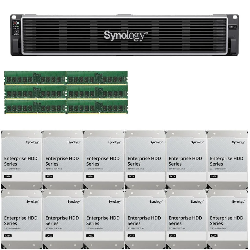 Silver 2U rackmount NAS with twelve front drive bays and front cover attached