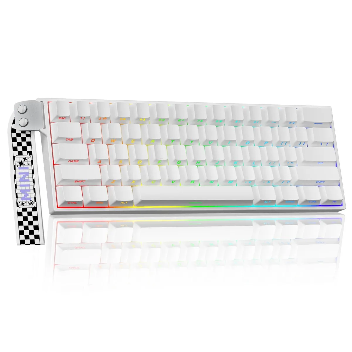 White compact 60% wireless gaming keyboard with RGB backlighting