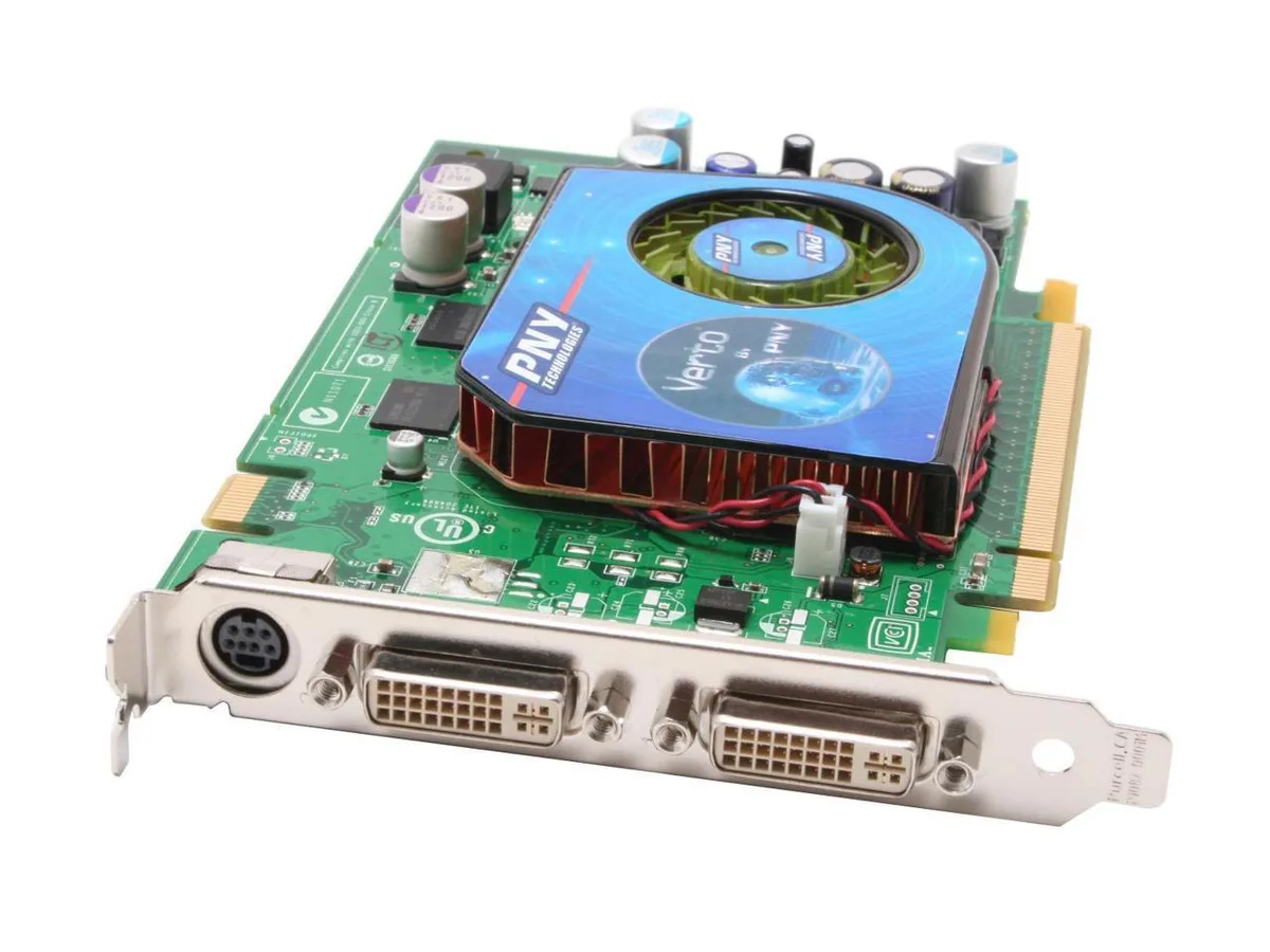 PNY GeForce 7600GT graphics card with dual DVI ports and PCI Express x16 connector