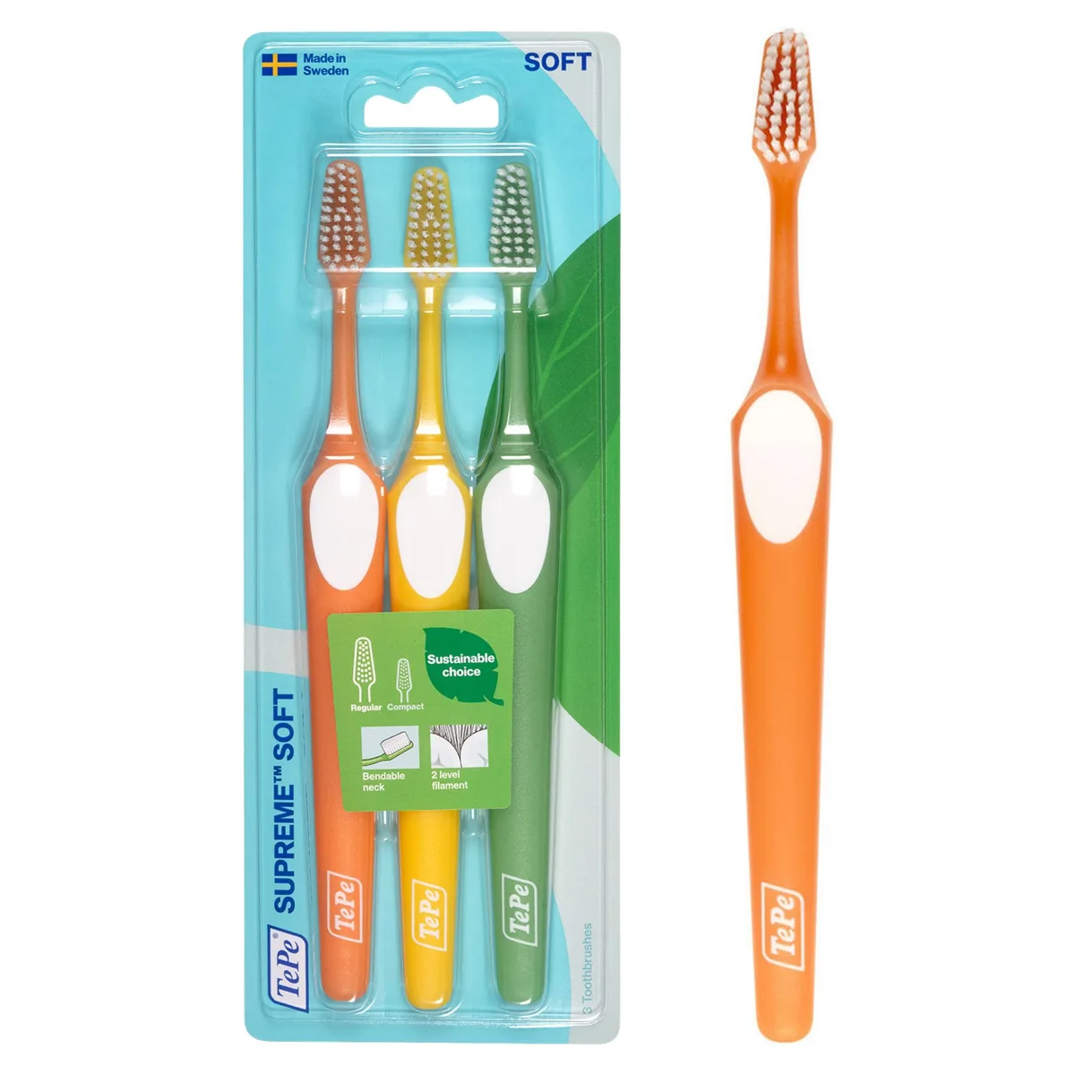  TePe Supreme Toothbrush Soft 3 Pack 352201 — product photo