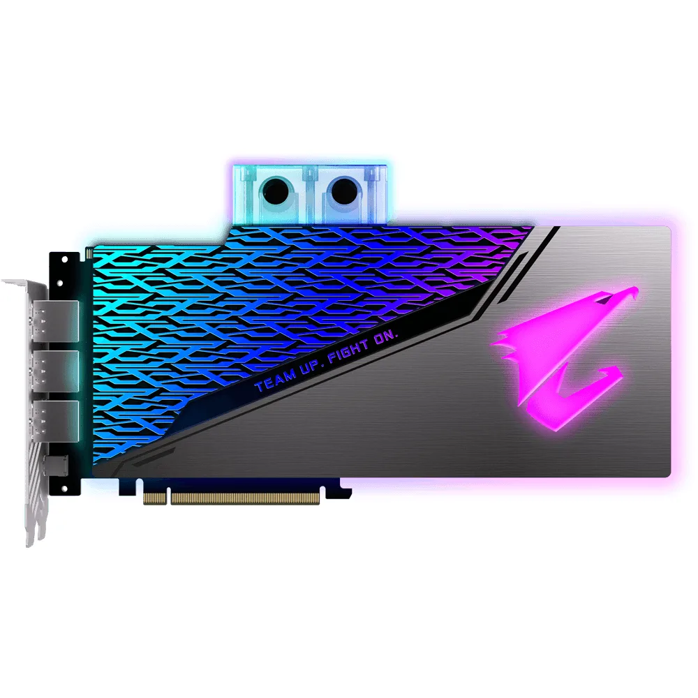 GIGABYTE AORUS GeForce RTX 2080 SUPER graphics card with integrated WATERFORCE water block and metal backplate