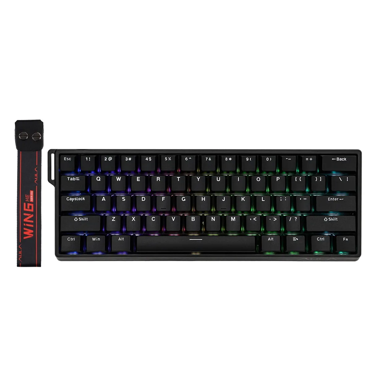 Black 60% wired magnetic keyboard with RGB backlighting and USB-C cable
