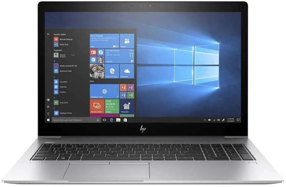 Silver HP EliteBook 850 G5 laptop, 15.6 inch matte display, slim silver chassis