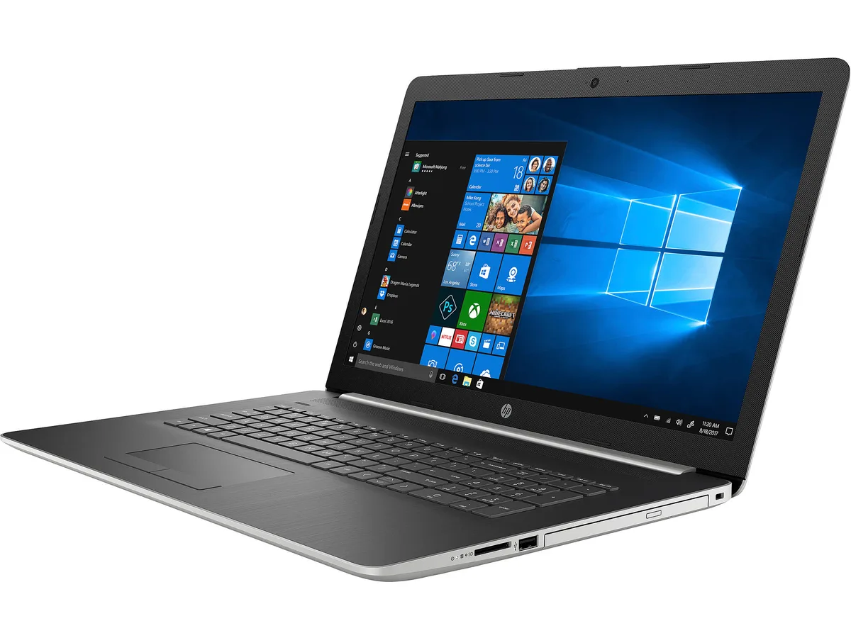 Silver 17.3-inch laptop with numeric keypad and DVD writer