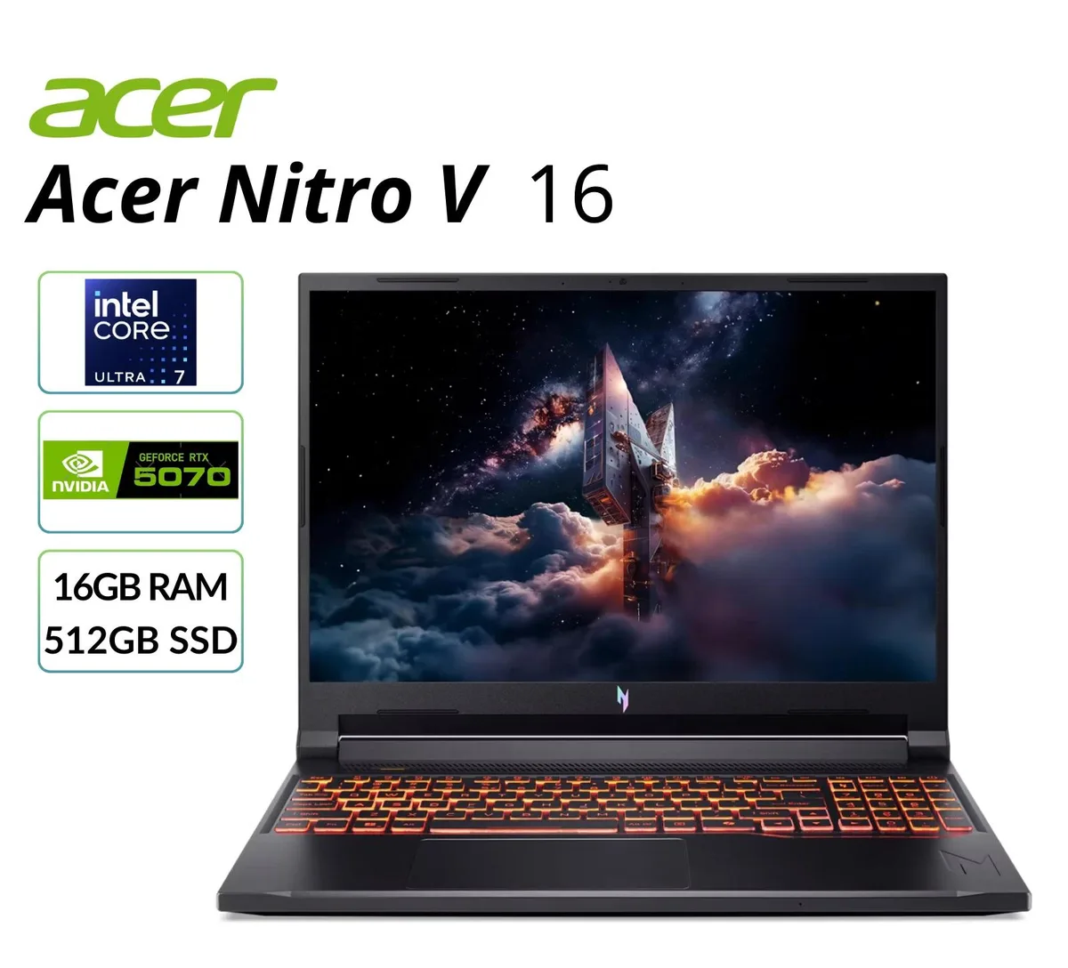 Acer Nitro V 16 inch gaming laptop dark chassis WUXGA IPS display 180Hz