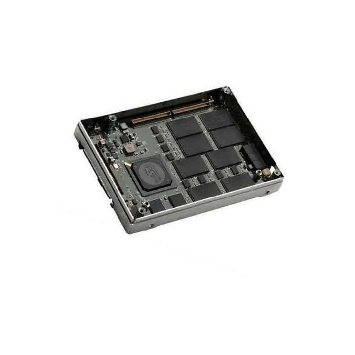 Silver 2.5 inch enterprise SSD with SAS connector and green circuit board visible