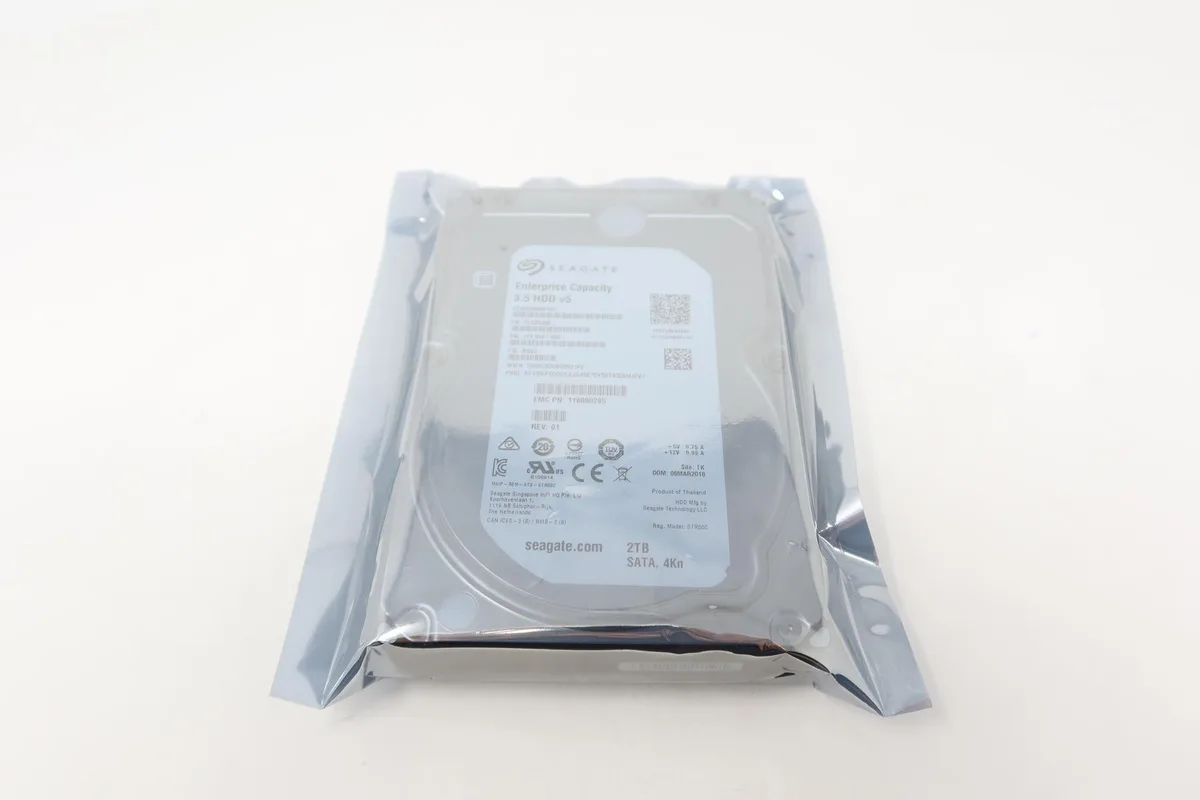 Silver 3.5 inch enterprise hard drive with circuit board visible