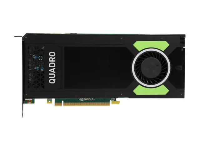 Full-height graphics card, silver metal cooler with single fan, four DisplayPort outputs, gold PCIe connector