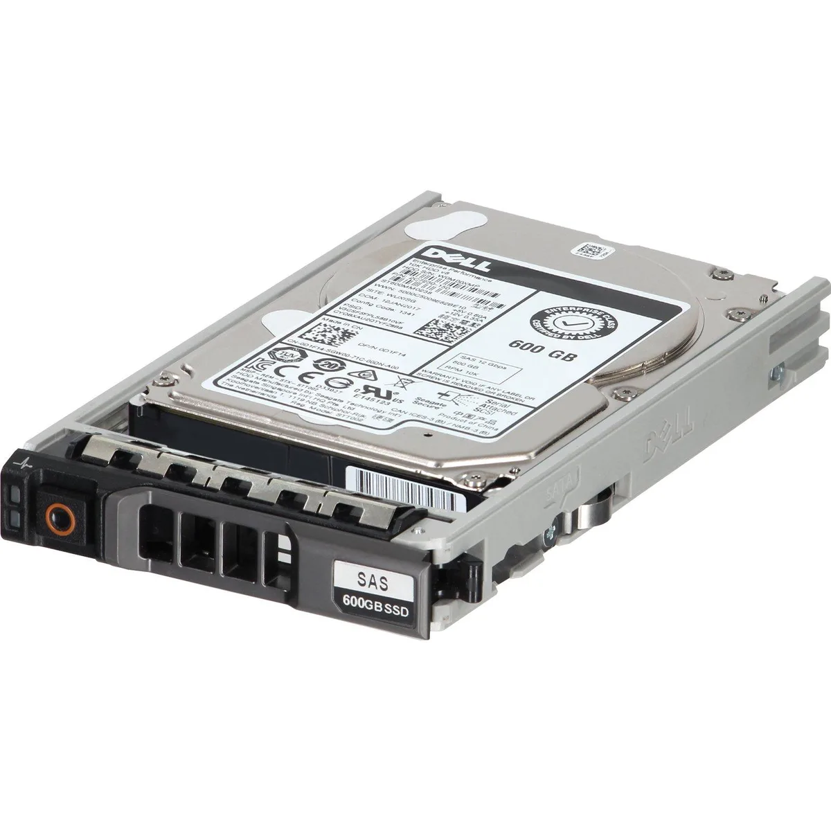 Silver 2.5 inch SAS hard drive with circuit board visible