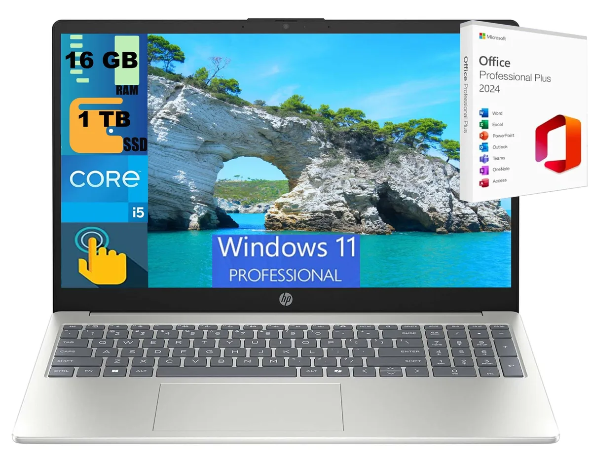 HP HP 15 laptop 15.6" FHD Touchscreen i5-1334U 10-core 16GB 1TB PCIe SSD Silver — photo du produit