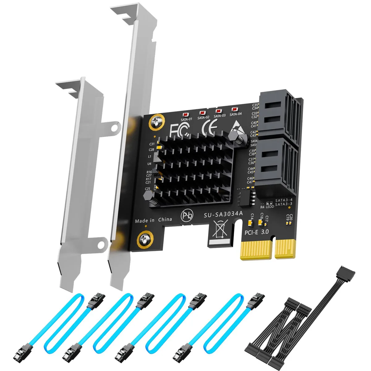 GLOTRENDS GLOTRENDS SA3034A 4-Port PCIe SATA 3.0 Expansion Card — 商品写真